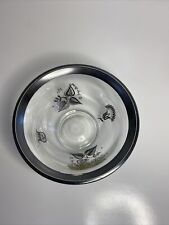 VINTAGE GEORGES BRIARD SILVER ETCHED GLASS FRUIT BOWL CENTERPIECE SIGNED 1960'S picture