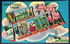 Postcard Greetings from West Virginia Rhododendron Capitol Building c1960s picture