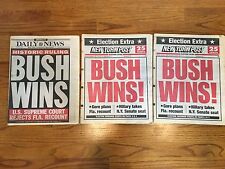 2 New York Post City Newspaper BUSH WINS before he actually wins election RARE picture