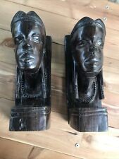 Nice Matching Hand Carved African Hardwood Bookends  picture