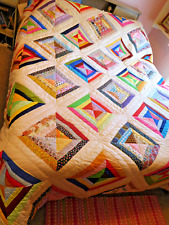 Vintage Patchwork Diamond Pattern Hand Stitched & Quilted 96