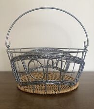 Farmhouse Country Rustic Wire Metal “Home” Silver Basket Weaved Bottom picture