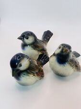 Vintage 70’s  Set of 3 Ceramic Goebel West Blue Throat Sparrows  Germany picture