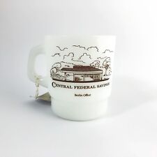 Vintage Anchor Hocking Milk Glass Coffee Mug  Central Federal Savings Ad Promo picture
