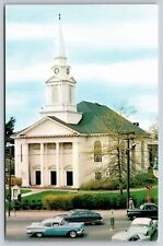 Manchester Connecticut~Center Congregational Church Street View~Vintage Postcard picture