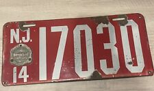 1914 NEW JERSEY Porcelain License Plate # 17030 - Original picture