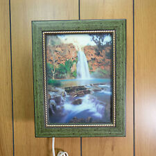 Vtg Motion Lamp Waterfall Light Up Wall Framed Picture 13 x 10 1980s picture