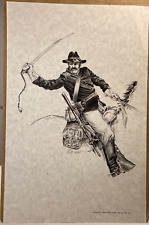 VTG Bob Dale Western Print US Calvary Soldier Horseback Battle Old West '72 Gift picture
