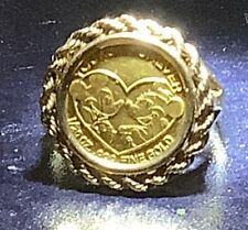 Solid Gold 10k Yours Forever Mickey Minnie Mouse 24k 1/20 Oz Coin Ring Sz 6.5 picture