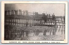 Great Flood 1913 Glenwood Ave Where Houses Stood Columbus Ohio OH Vtg Postcard picture
