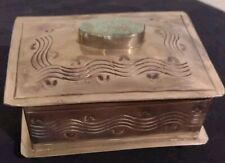 J. Alexander Rustic Silver Silver Etched  Stamped Box With Turquoise Stone picture