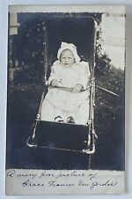 RPPC Real Photo Postcard Sweet Baby In Stroller Carriage Antique Identified picture