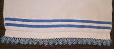 White Huck Show Towel Blue Stripes & Tatting Tatted Trim Lace Vintage A Beauty picture