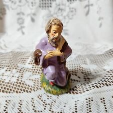 Vintage Joseph Nativity Figure Paper Mache/ Composite Italy Kneeling Purple 3.5” picture