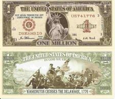 Statue of Liberty Washington Crosses the Delaware 1776 Million Dollar Bills x 2 picture