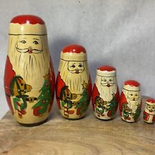 Santa Claus Nesting Dolls- Set Of 5- 1 1/2” To 5 1/2” picture