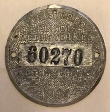 1914 ILLINOIS MOTOR VEHICLE BICYCLE LAW DISK TAG picture