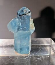 Aquamarine with Schorl, Vietnam FANTASTIC color and composition, sidecare SUPERB picture