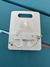 Disney Parks Mickey Mouse Icon Pearl Silver Tone Hoop Earrings picture