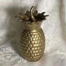 Vintage Solid Brass Pineapple Trinket Holder With Lid 6 Inches Early American picture