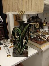 vintage mid century modern desk lamp Green Glazed picture