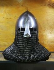 14 Gauge Steel Medieval Combat Custom SCA HNB  Bascinet Helmet W Aventail Buhurt picture