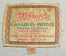 Vintage Coat Tag McGregor Canadian Model Warm-Up Coat Snow-Woods Blanketing USA picture