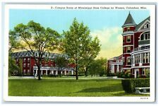 c1940 Campus Scene Mississippi State College Women Columbus Mississippi Postcard picture