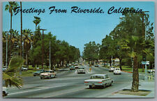 Greetings from Riverside CA Mangolia Avenue and Arlington  c1960s Postcard picture