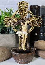 Jesus On The Cross Crucifix Wall Mount Or Desktop Dresser Plaque Holy Water Font picture