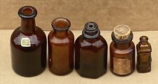 vintage Amber Glass Bottles..Lot Of 5. picture