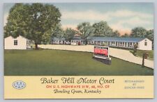 c 1935 30s Bowling Green, Kentucky Baker Hill Motor Court Motel Linen Postcard picture