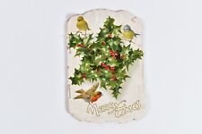 Vintage 1910 Merry Times Embossed Christmas Greeting Card Beautiful Winter Scene picture