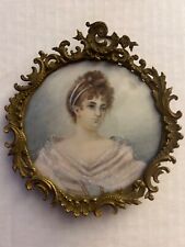 Late 19th C miniature painting with Stern Brothers bronze easel frame picture