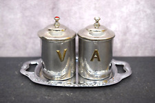Nice Older Nickel Plate Church Cruet Set with Tray (CU237) chalice co picture