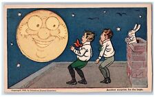 c1905 Boys Surprise Anthropomorphic Moon Heat Up Bunny American Journal Postcard picture