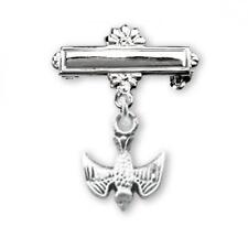 Best Sterling Silver Baby Holy Spirit Medal on a Bar Pin Made in USA picture