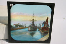 E** Glass Magic Lantern Slide British battleships Docking the Dreadnought (2) picture