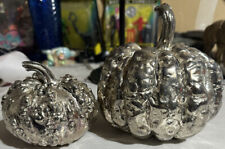 Silver-clad Figurines of  Pumpkins or Gourds 6” And 4” picture