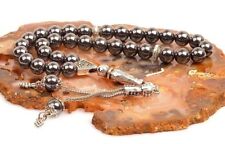 REAL Hematite Stone Islamic Prayer 33 beads Tasbih, Misbaha, Sibha, Tasbeeh 8mm picture