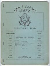 Vtg 1952 US ARMY LANGUAGE SCHOOL Book SWEDISH Presidio Of Monterey California  picture