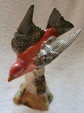 VTG. 1940's BESWICK BONE CHINA SCARLET TANAGER BIRD FIGURINE #928  on TREE TRUNK picture