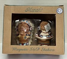 Mwah Magnetic Salt & Pepper Shakers Native American Couple picture