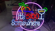 It's 5:00 Somewhere Beer Bar Neon Sign Light Club Glass Tube Wall Decor 13