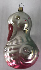 Vintage Christmas Ornament Mercury Glass Pink Silver Figural Duck Bird 3” picture
