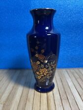 Vintage Cobalt Blue Porcelain Bud Vase Japan Gold Floral 8