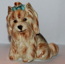 VTG 1985 Lefton Hand Painted China Dog Figurine HO5299 Japan Bow Shaggy Terrier? picture