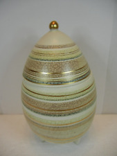 VTG SASCHA BRASTOFF ABSTRACT MCM EGG SHAPED FOOTED DISH W LID GOLD ACCENT #044A picture