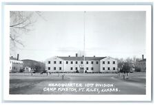 c1940's Headquarters 10th Division Camp Funston Ft. Riley KS RPPC Photo Postcard picture