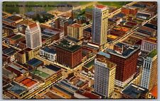 Vtg Birmingham Alabama AL Aerial View Skyscrapers Downtown City 1940s Postcard picture